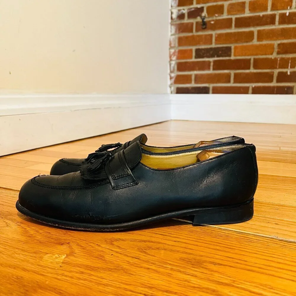 Calzoleria Toscana Shoes Mens Leather Slip On Tassel Penny Loafers Shoes 11.5